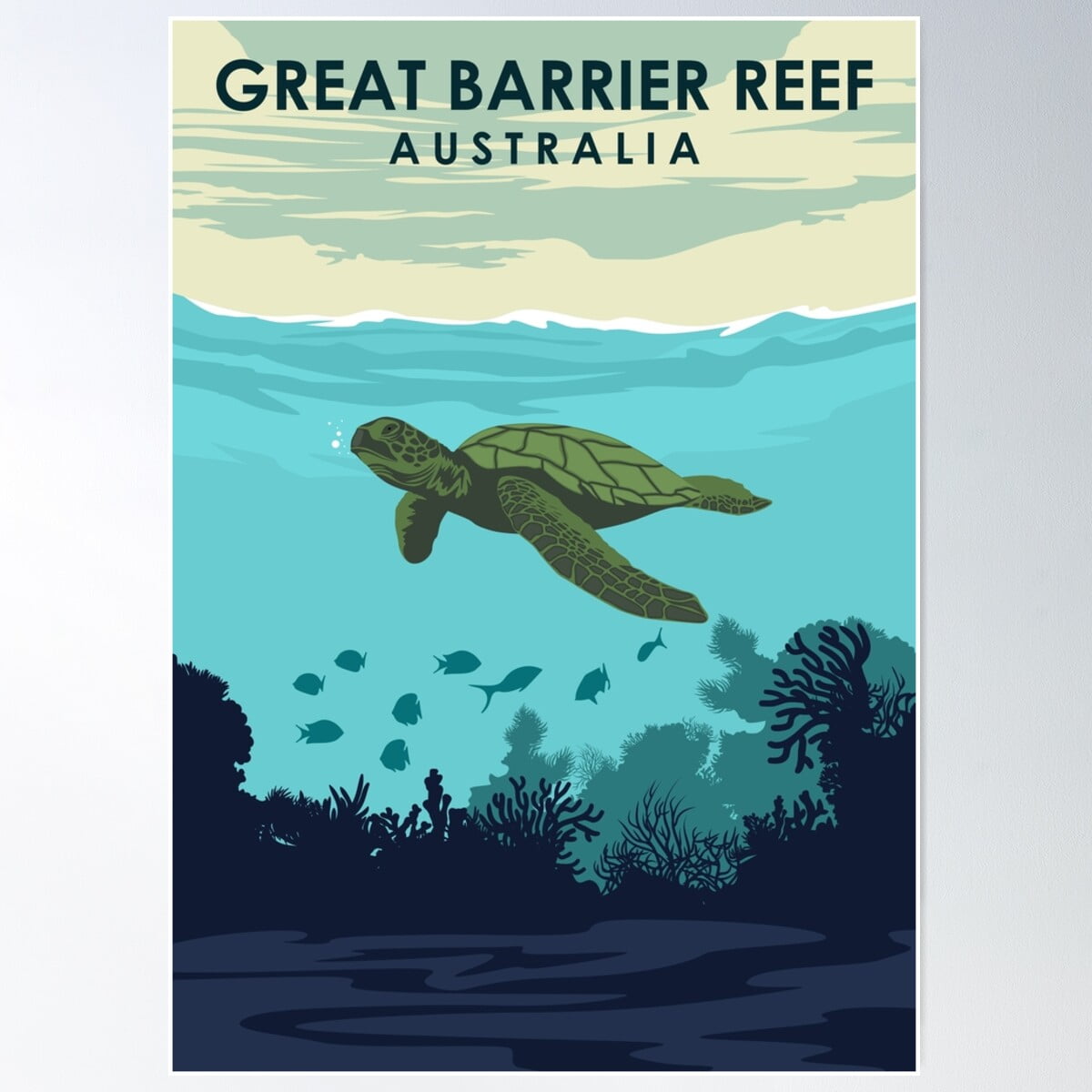 DOPAPRINT Great Barrier Reef Australia Queensland Vintage Travel Poster