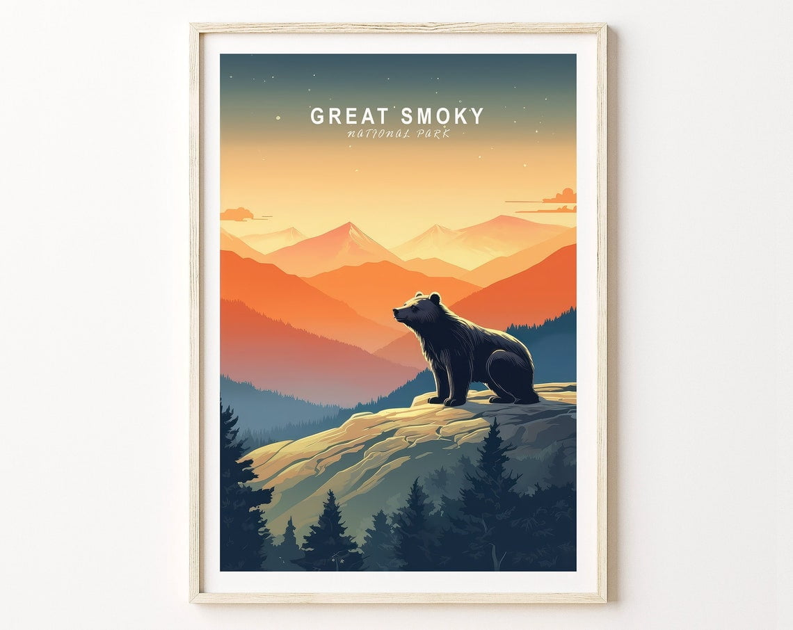 DOPAPRINT Great Smoky National Park Travel Poster, Great Smoky Print ...