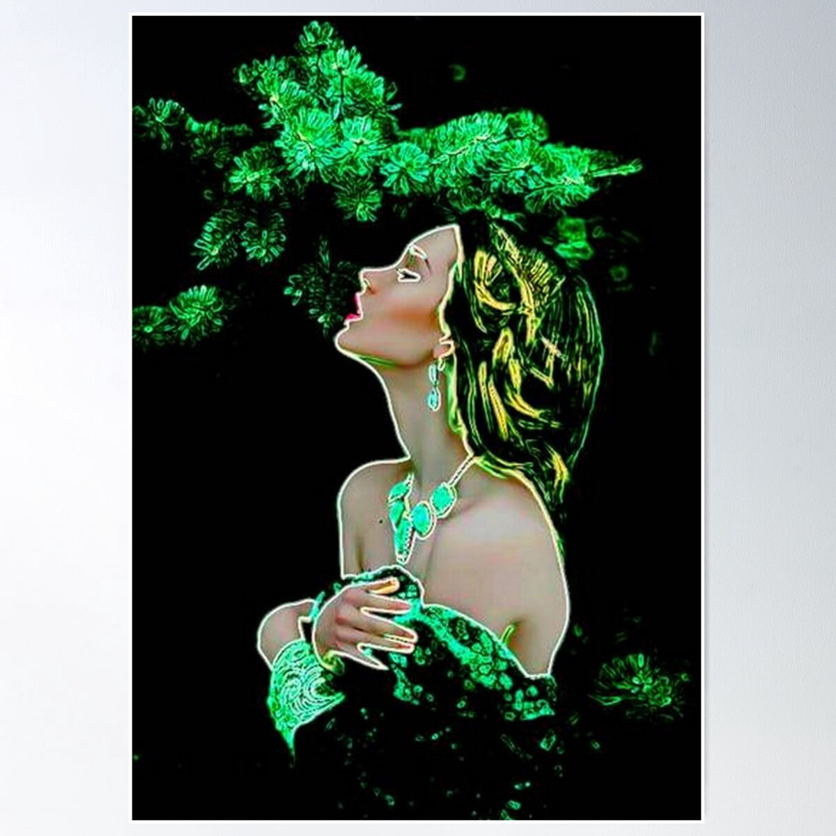 DOPAPRINT Green Meditation Poster Wall Art, Modern Wall Decor For ...