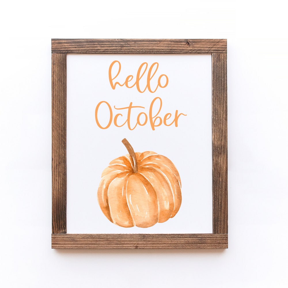 DOPAPRINT Hello October Printable, Fall Printable Art, Rustic Fall ...