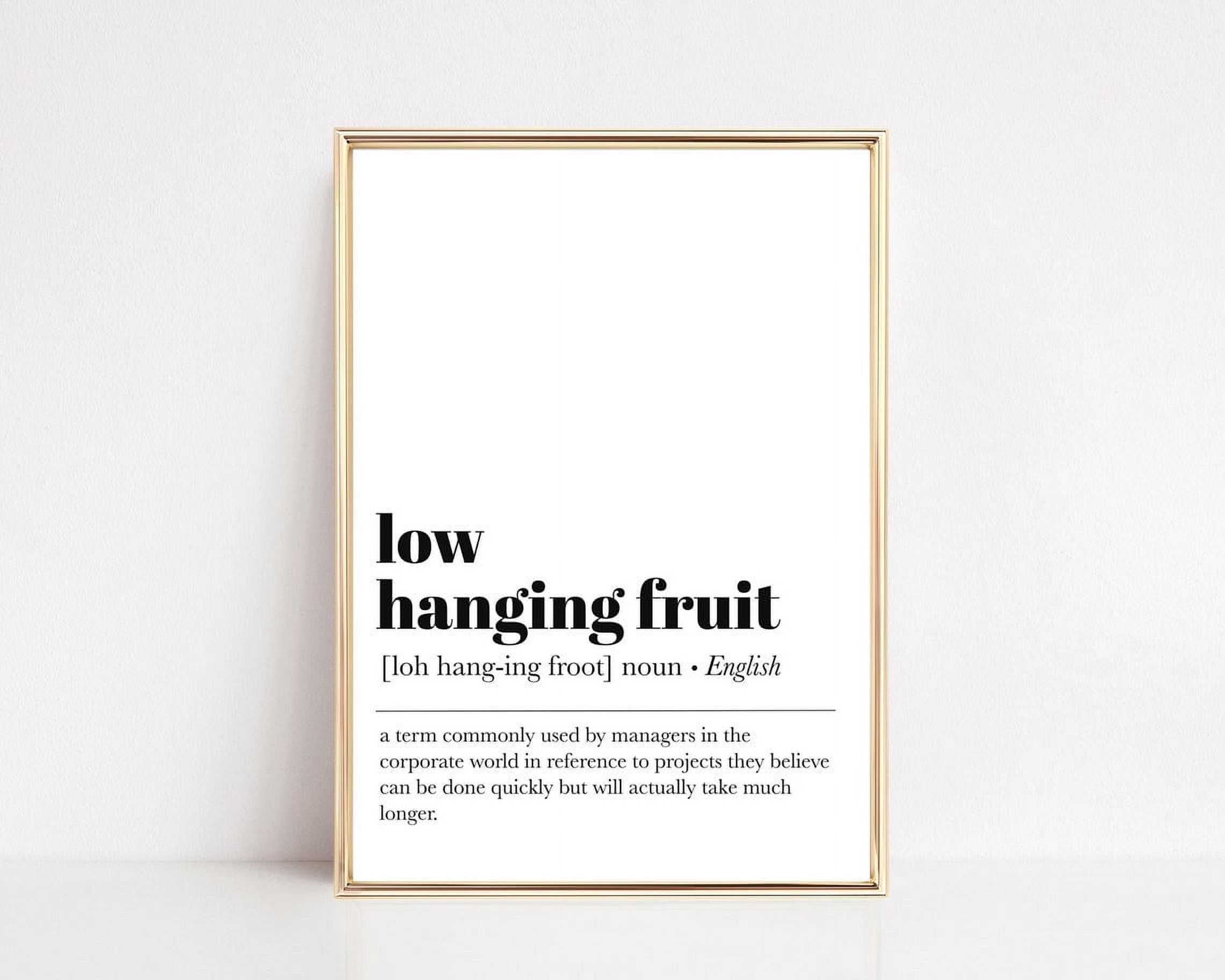 DOPAPRINT Home Office Decor Low Hanging Fruit Definition Print Office ...
