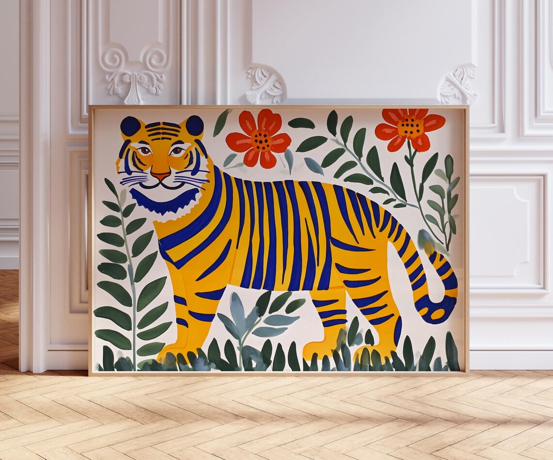 DOPAPRINT Kids Wild Tiger Print, Colorful Animal Room Decor, Maximalist