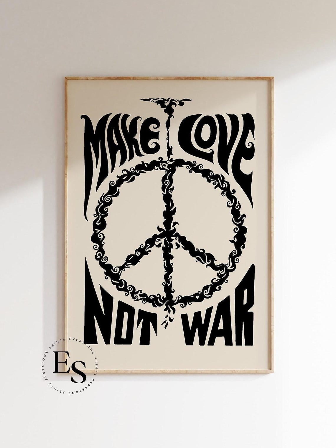 DOPAPRINT Make Love, Not War Art, Peace Sign Print, Peace Wall Art