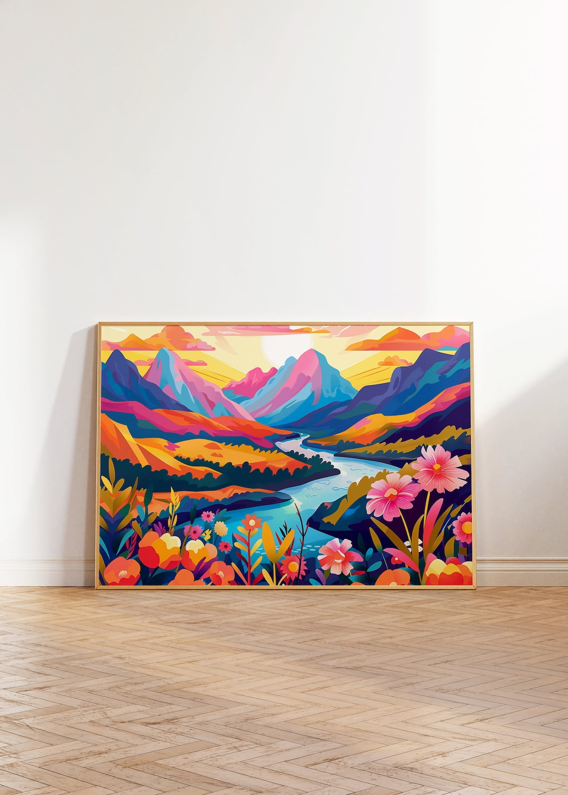 DOPAPRINT Maximalist Landscape Wall Art, Colorful Floral Print ...