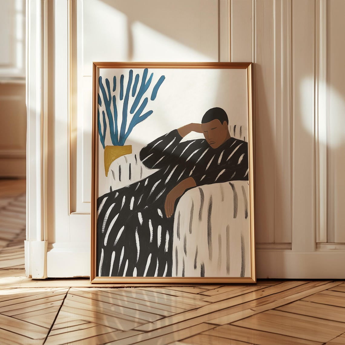 DOPAPRINT Modern Abstract Portraitminimalist Figure Resting In Chair