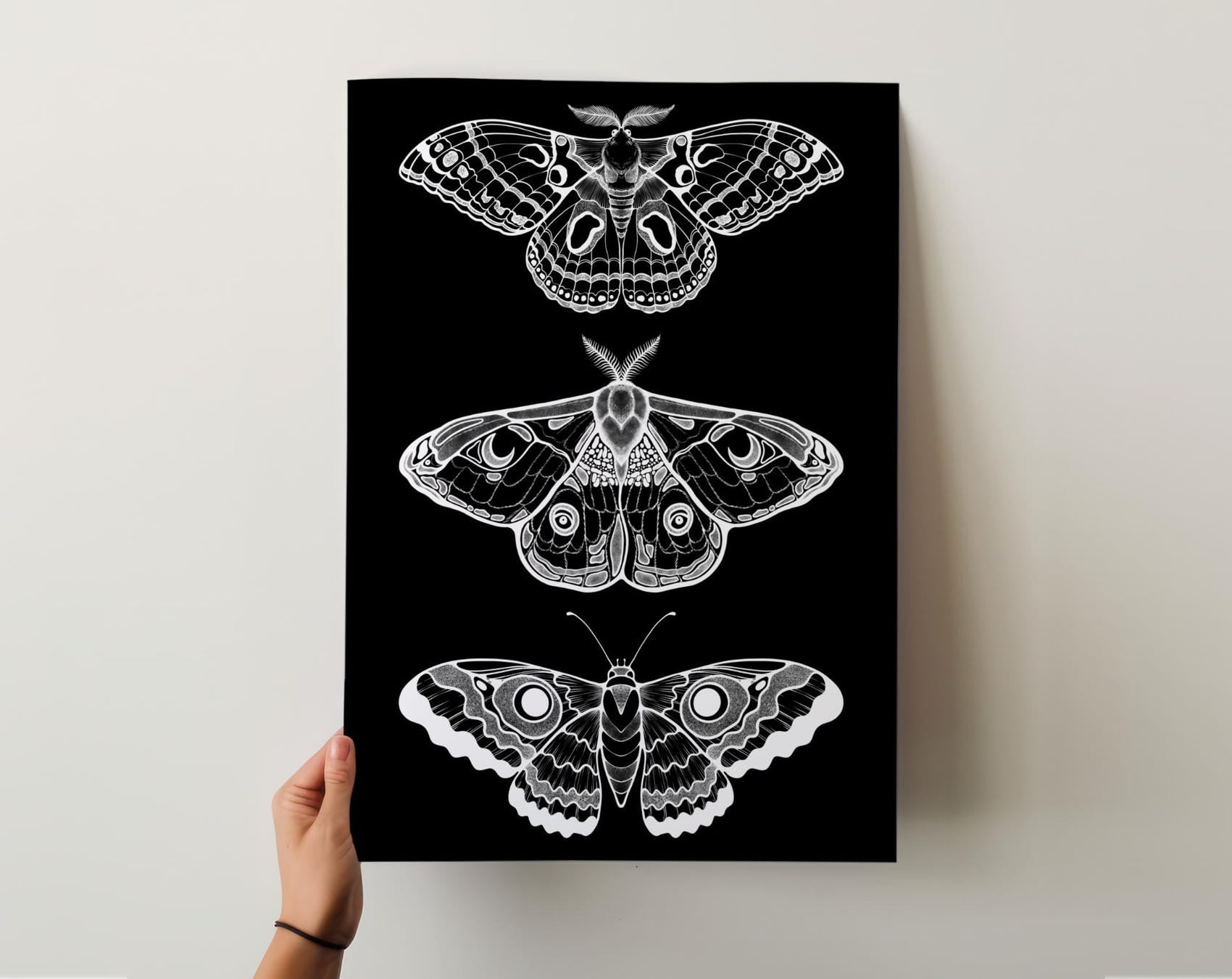 DOPAPRINT Moth Art Print | Black and White Dark Academia Moody Insect ...