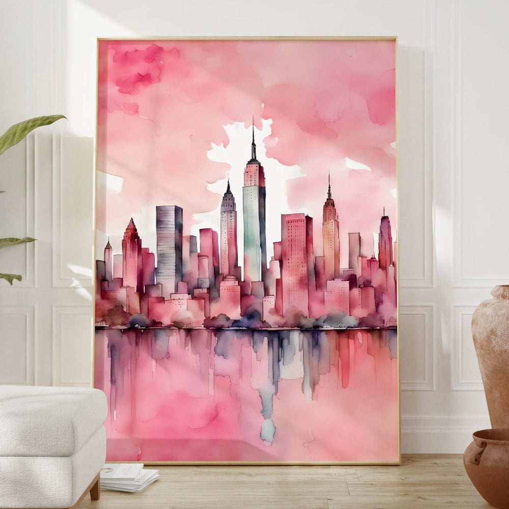 DOPAPRINT New York City Travel Print, Art Download, Pink Ny Travel ...