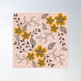 DOPAPRINT Ocre And Warm Beige Floral Poster Wall Art, Bedroom NO FRAMED