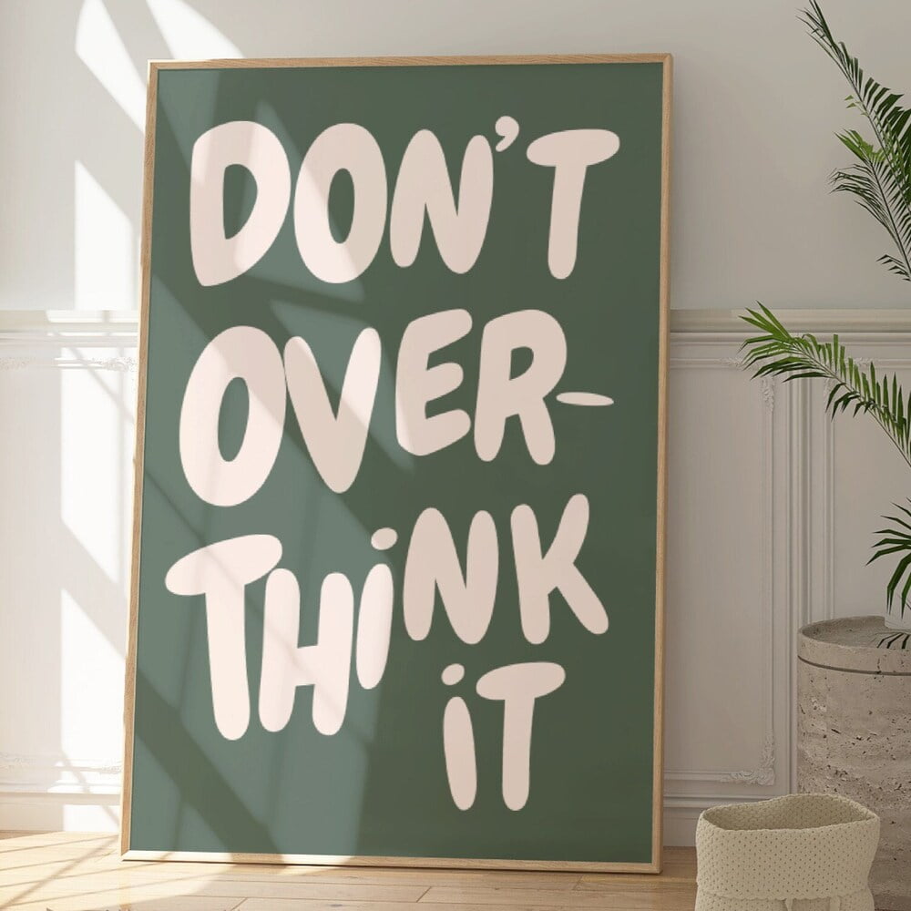 DOPAPRINT Don'T Overthink It Quote Print, Sage Green Preppy Dorm Room Art, Maximalist ...