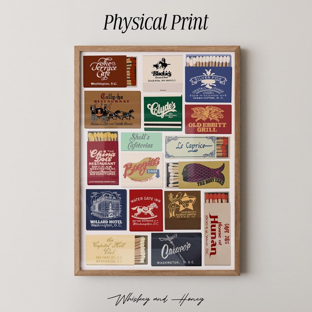 DOPAPRINT Physcial Print Washington - DOPAPRINT Physcial Print Washington DC Matchbooks Art Print Matchbook Collage Bar Cart Art Washington DC Poster Trendy Art Gallery Art FRAMED POSTER 9d7cac58 9ef8 423e 9400 1478c5895c26.ac74eb7d2acf71908a03eb60524e2478