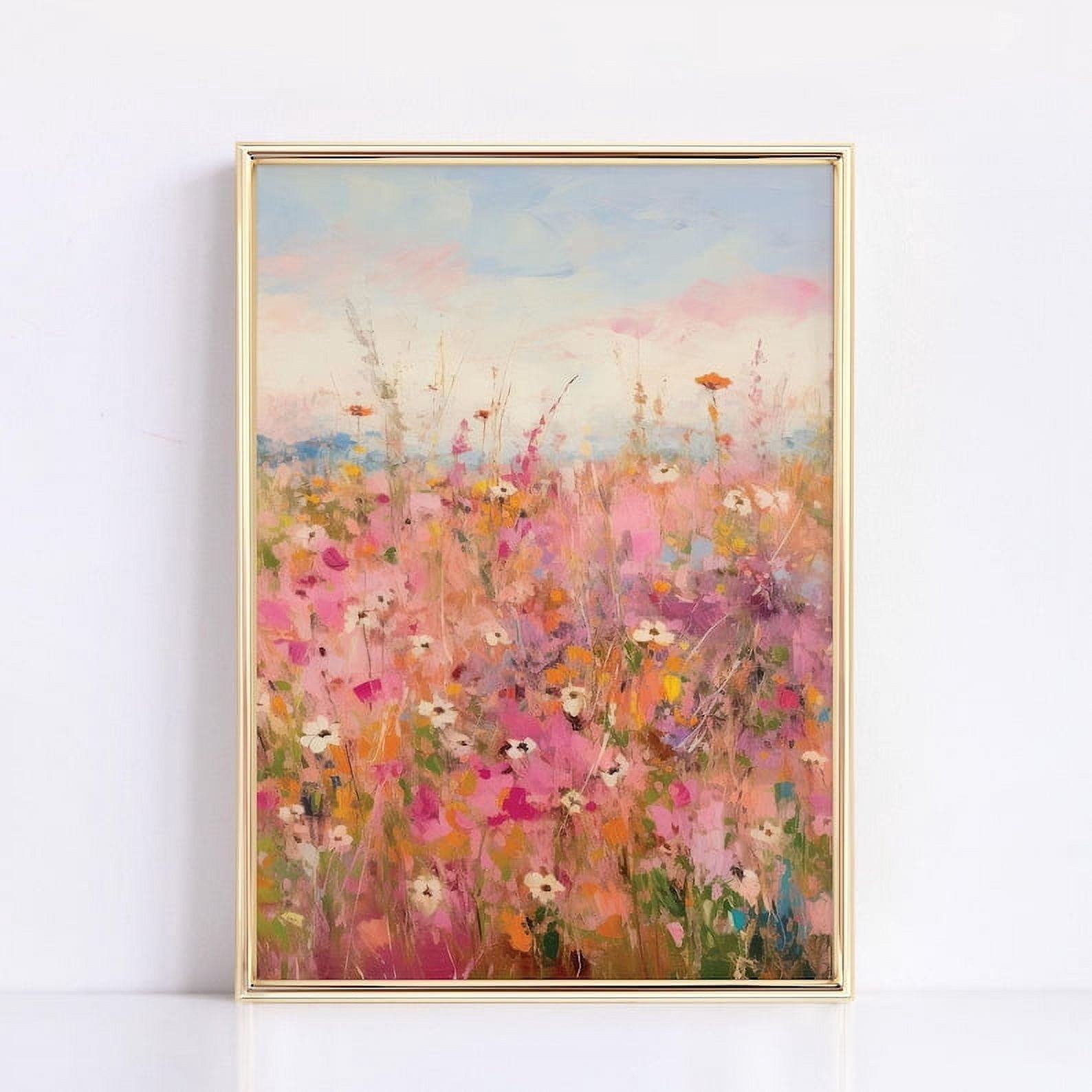 DOPAPRINT Pink Botanical Wildflower Oil Painting Printable Colorful ...