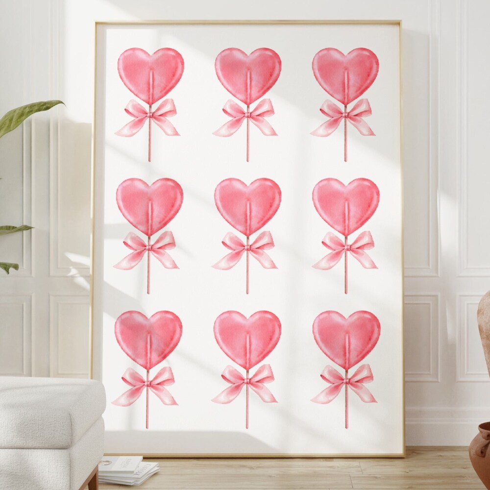 DOPAPRINT Pink Bow Print, Butterfly Print, Lollipop Heart Poster ...
