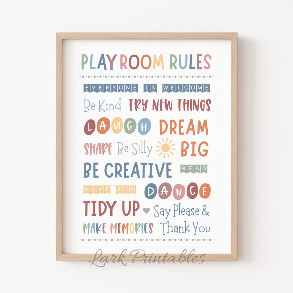 DOPAPRINT Playroom Rules Decor Printable Wall Art, Kids Room Decor ...