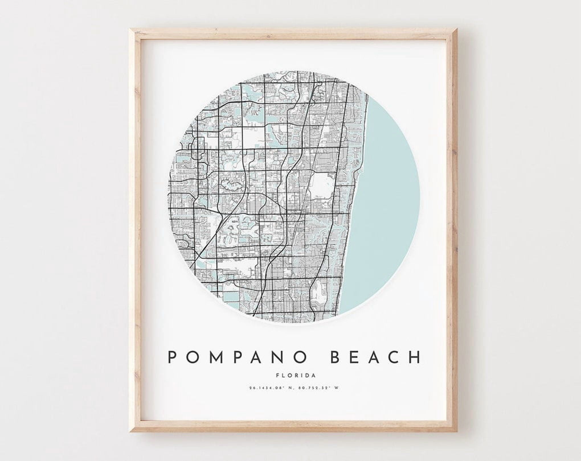 DOPAPRINT Pompano Beach Map Print, Pompano Beach Map Poster City Wall ...