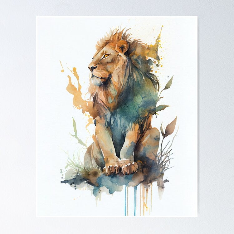 DOPAPRINT Poster Cute Whimsical Lion Poster NO FRAMED POSTER, Wall Art ...