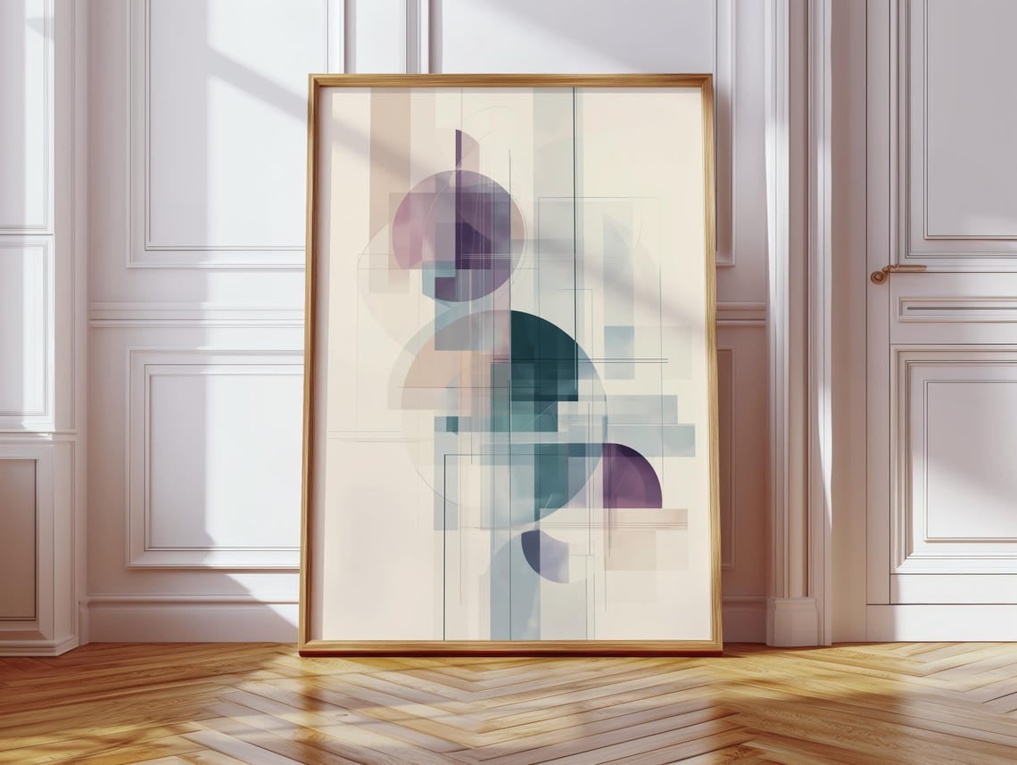 DOPAPRINT Purple Geometric Retro Bauhaus Print, Abstract Poster