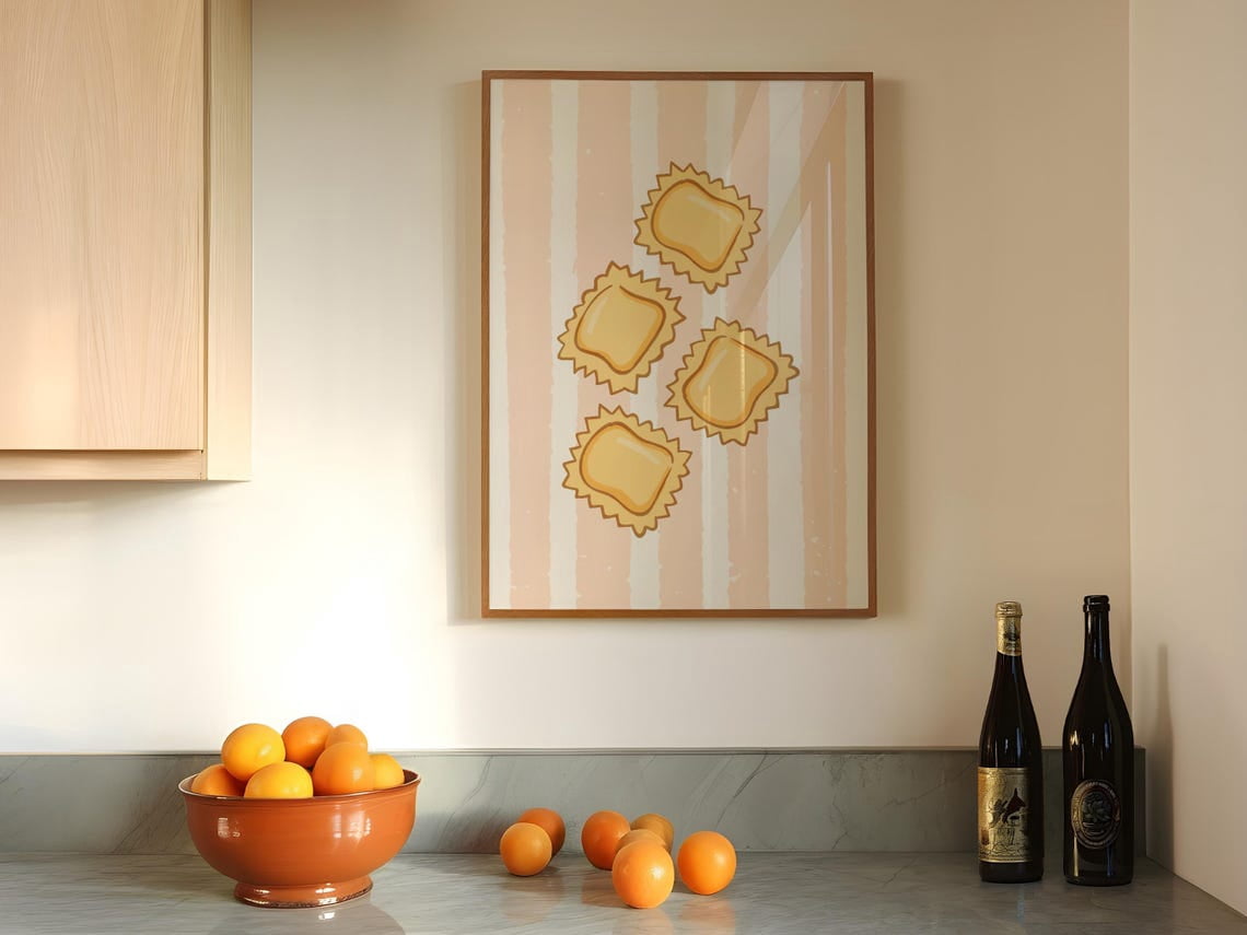 DOPAPRINT Ravioli Kitchen Art Print - Cute Pasta Wall Decor For Foodies ...