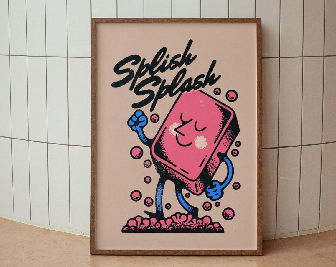 DOPAPRINT Retro Bathroom Wall Print, Cute Wall Print, Groovy Wall Art ...
