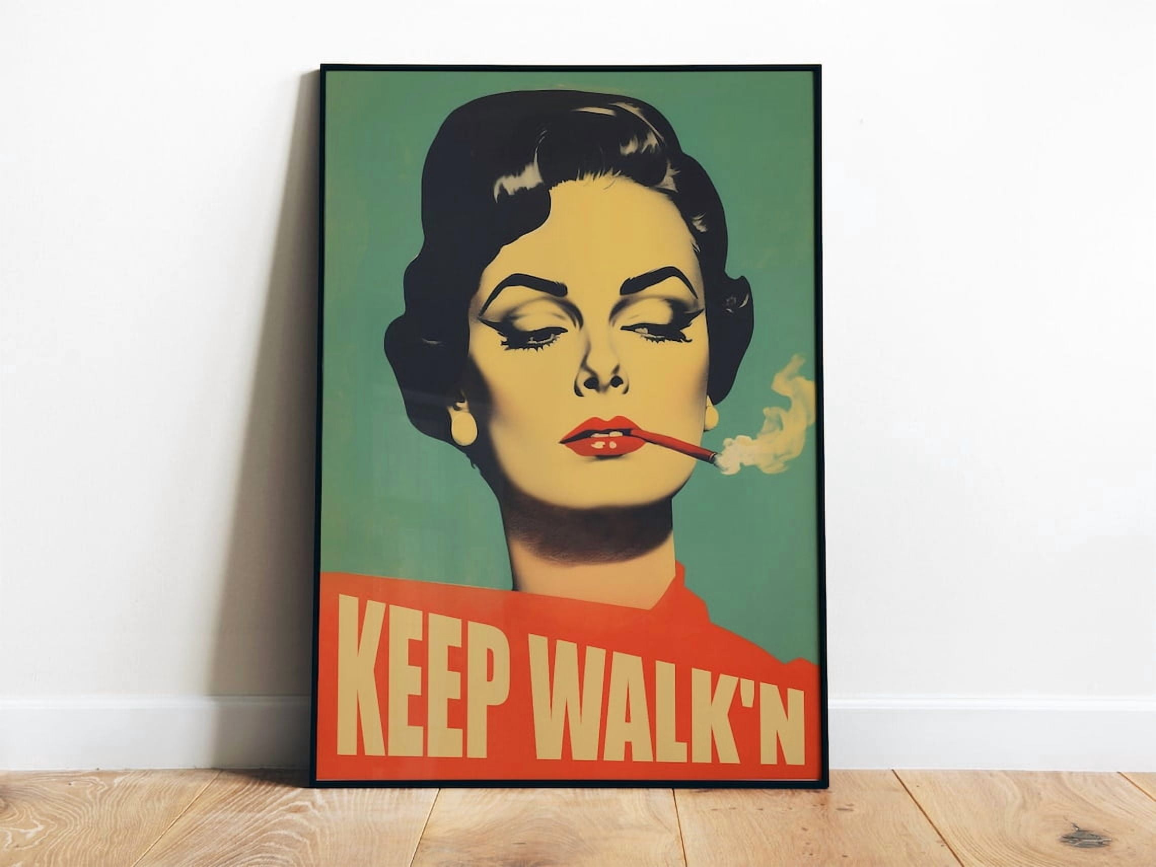 DOPAPRINT Retro Poster Smoking Woman Poster Funny Wall Art Retro Home Decor Keep Walking Print ...