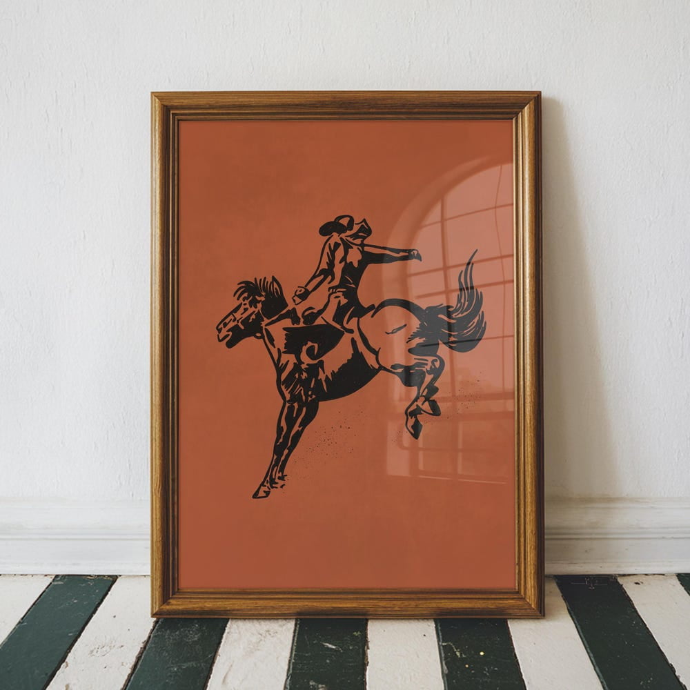 DOPAPRINT, Rodeo Cowboy Art Print, Western Art, Vintage Cowboy Poster