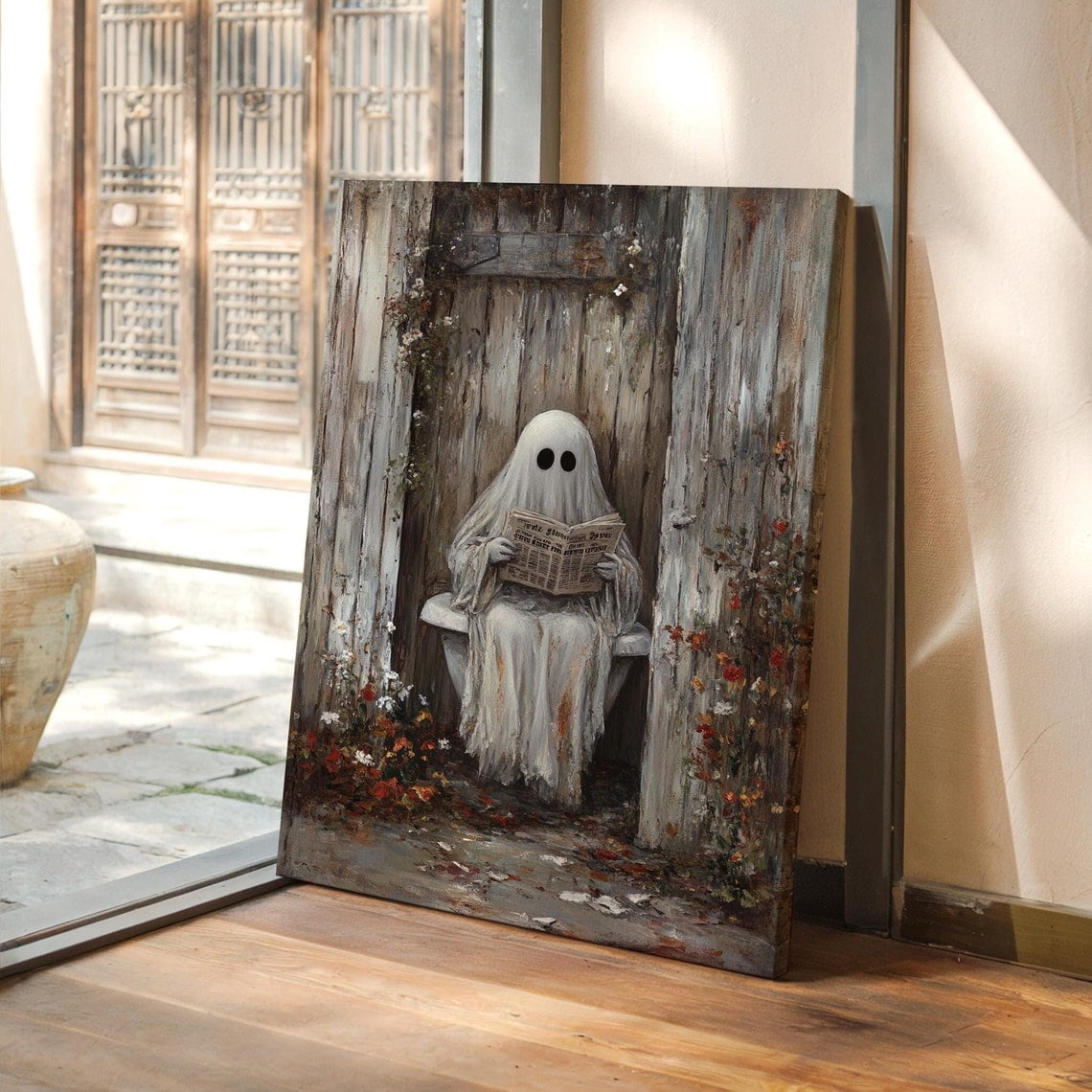 DOPAPRINT Rustic Ghost Art Print Spooky Vintage Wall Decor, Whimsical ...