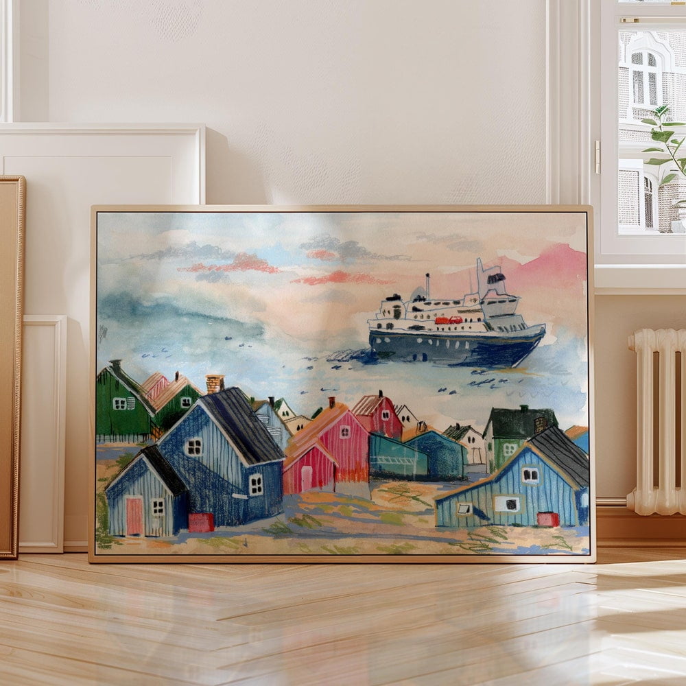 DOPAPRINT Scandinavian Coastal Village Art Print - Hand-Drawn Nordic ... - Coastal Scandinavian Coastal Wall Decor