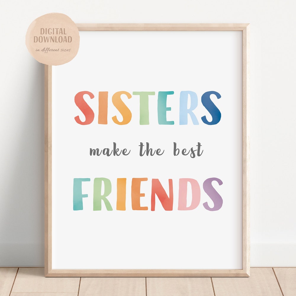 DOPAPRINT Sisters Bedroom Prints, Rainbow Girls Room, Girls Playroom ...