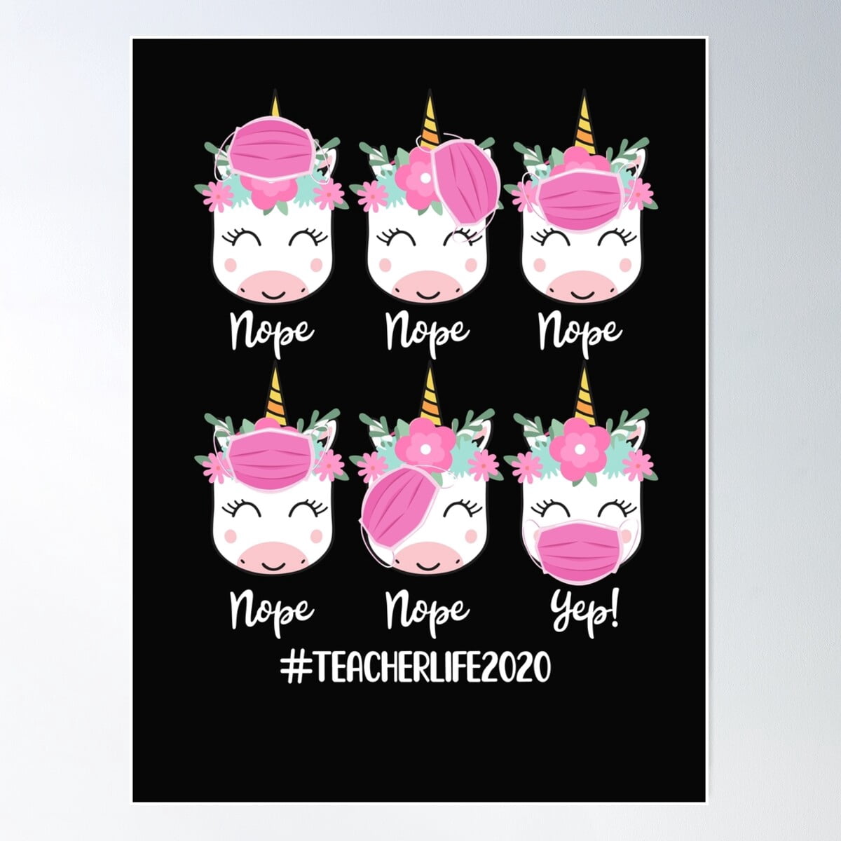 DOPAPRINT Teacher Life 2020 Llama Wearing Mask Wrong Funny Gift Poster ...