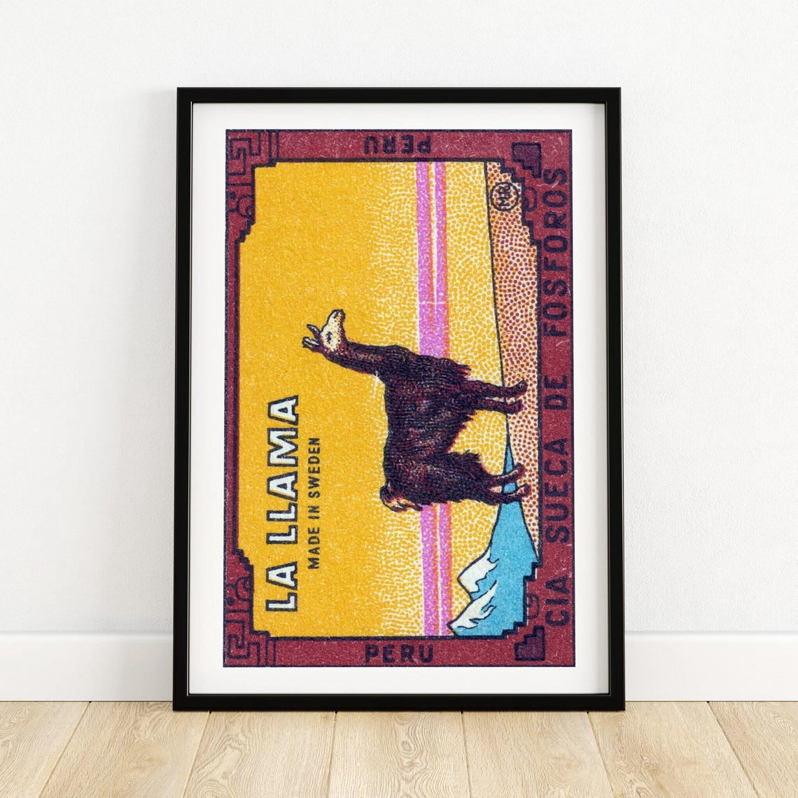 DOPAPRINT The Llama - Matchbox Print - Wall Art - Vintage Swedish Art ...