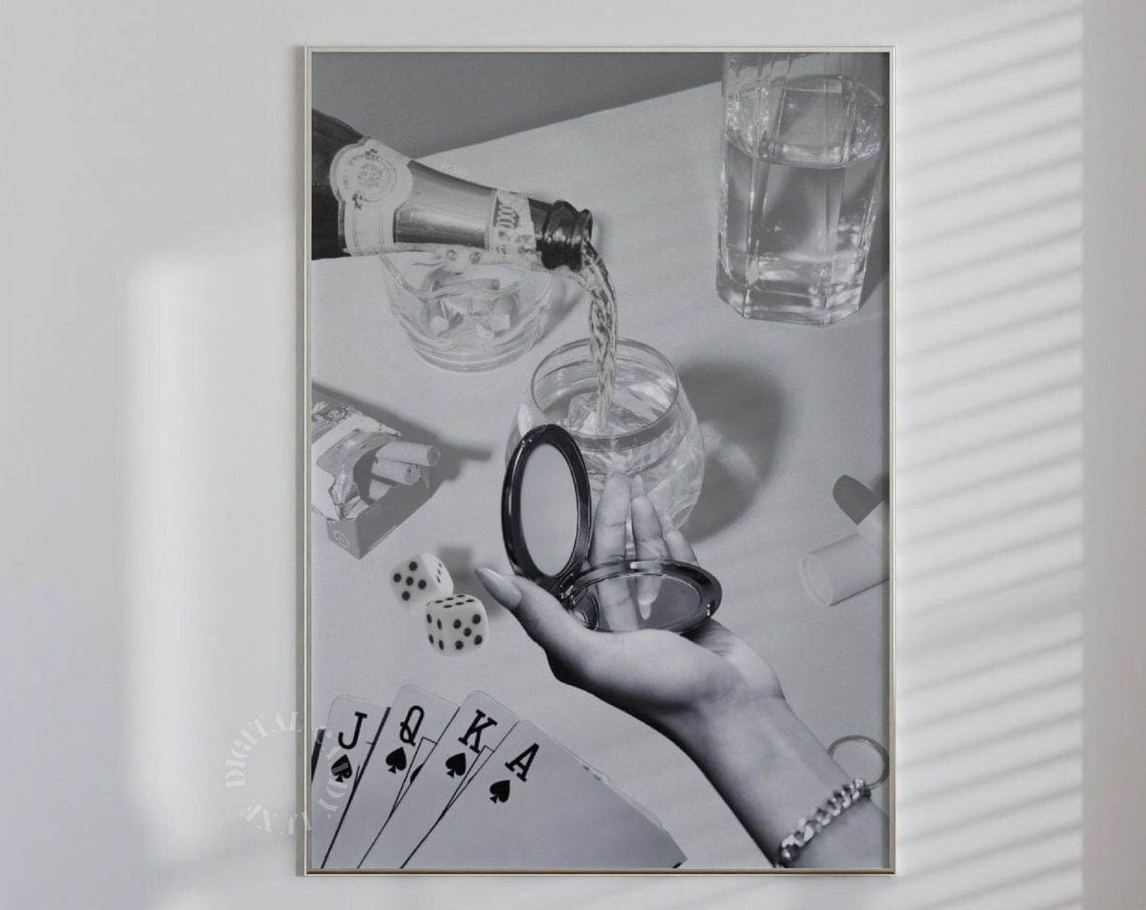DOPAPRINT Trendy Wall Art Champagne Print Retro Wall Art Bar Cart Decor ...