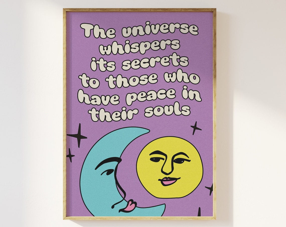 DOPAPRINT The Universe'S Secrets Typography Retro Print - Funky Sun And ...