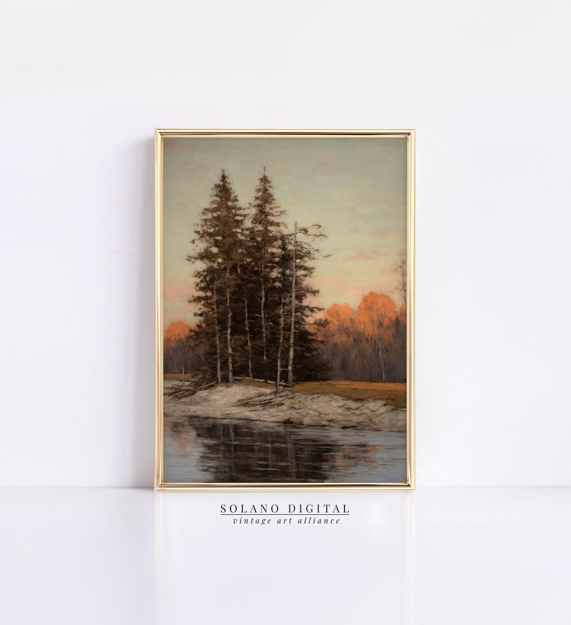 DOPAPRINT Vintage Autumn Lake Painting, Fall Landscape Wall Decor