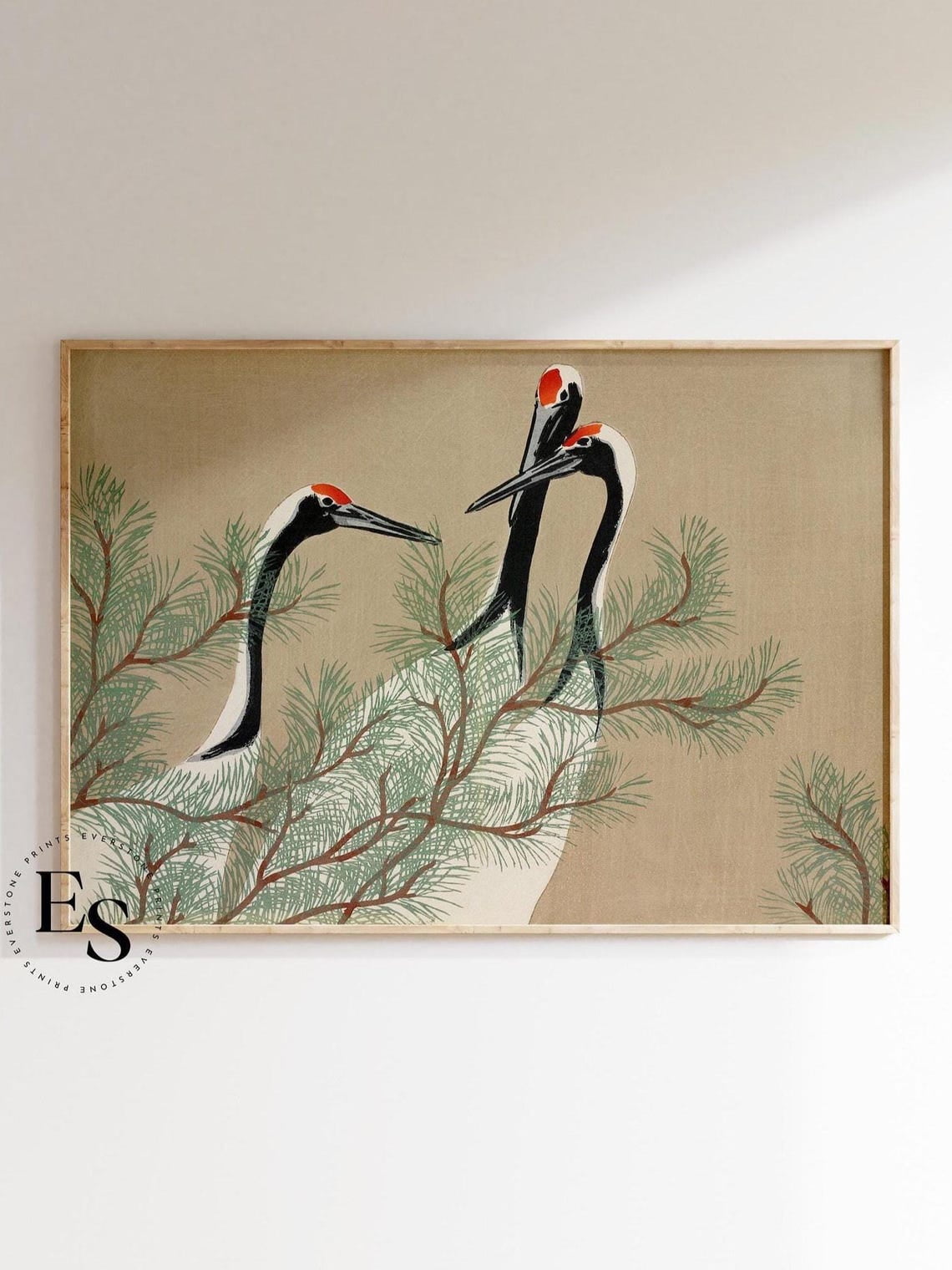 DOPAPRINT Vintage Cranes Print Japanese Bird Art Asian Crane Bird DOPAPRINT Vintage Cranes Print Japanese Bird Art Asian Crane Bird