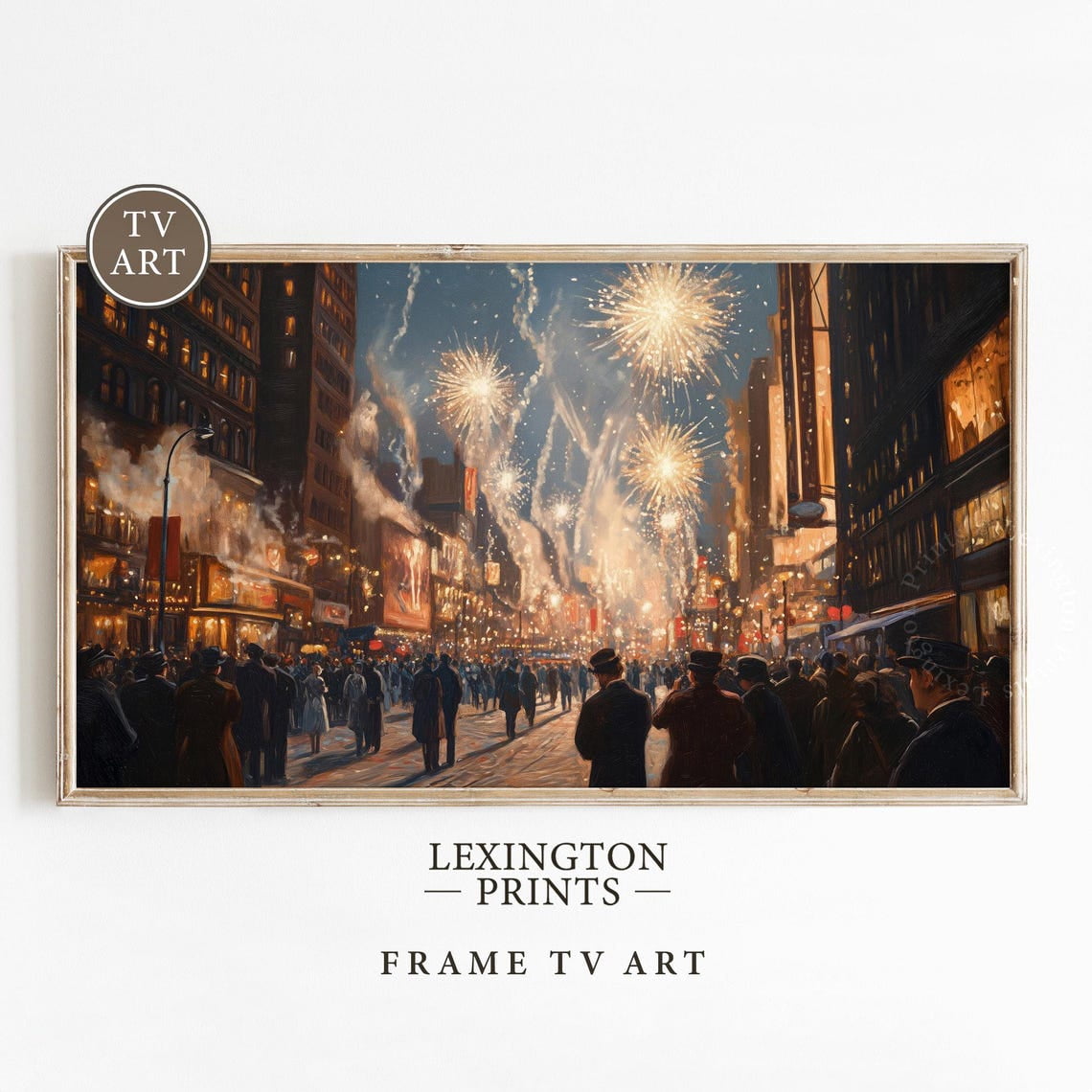 DOPAPRINT Vintage Fireworks New Years Tv Art, New Years Frame Tv Art