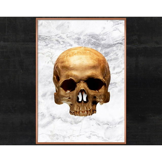 DOPAPRINT Vintage Gold Skull Print, Dark Skull Art, Gothic Gold Skull