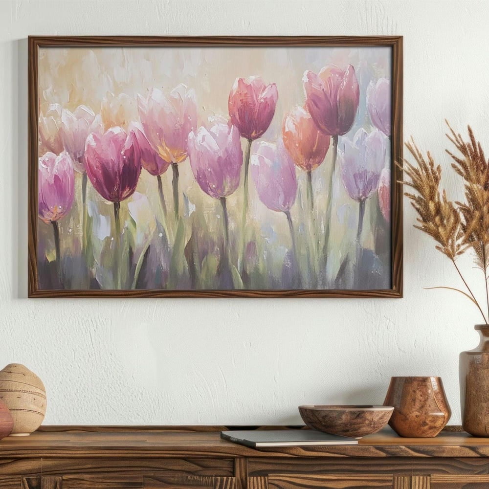 DOPAPRINT Vintage Spring Printable Wall Art, Tulips Oil Painting ...