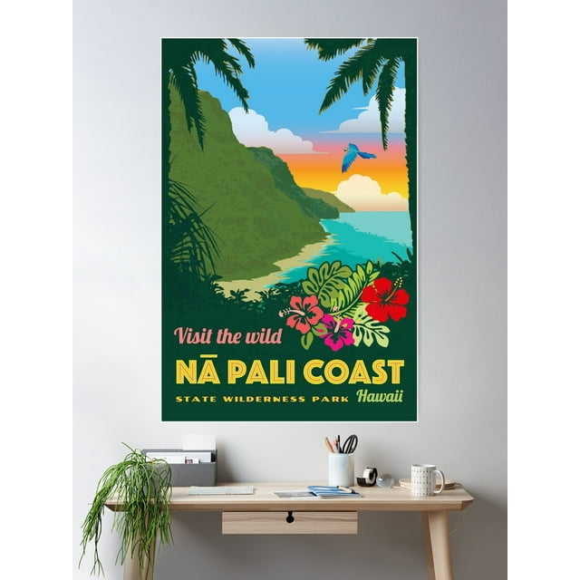 DOPAPRINT Vintage Style Napali Coast Travel Poster Wall Art Modern