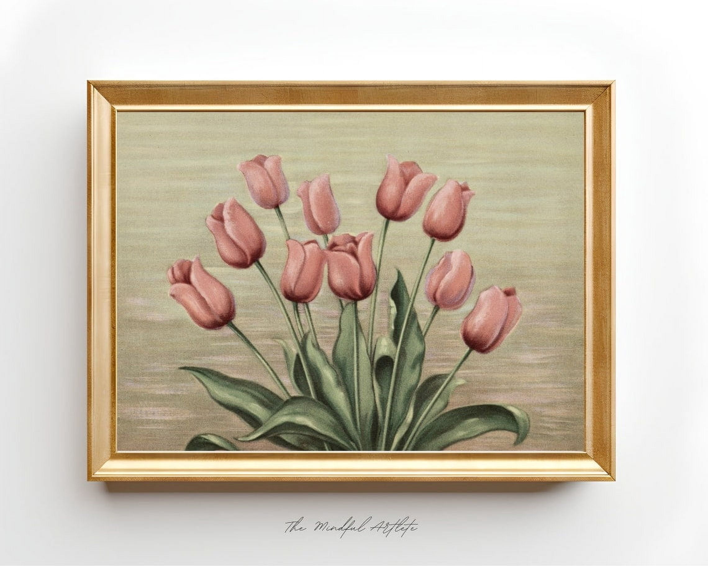 DOPAPRINT Vintage Tulips Vase Print Spring Wall Art Vintage Floral ...