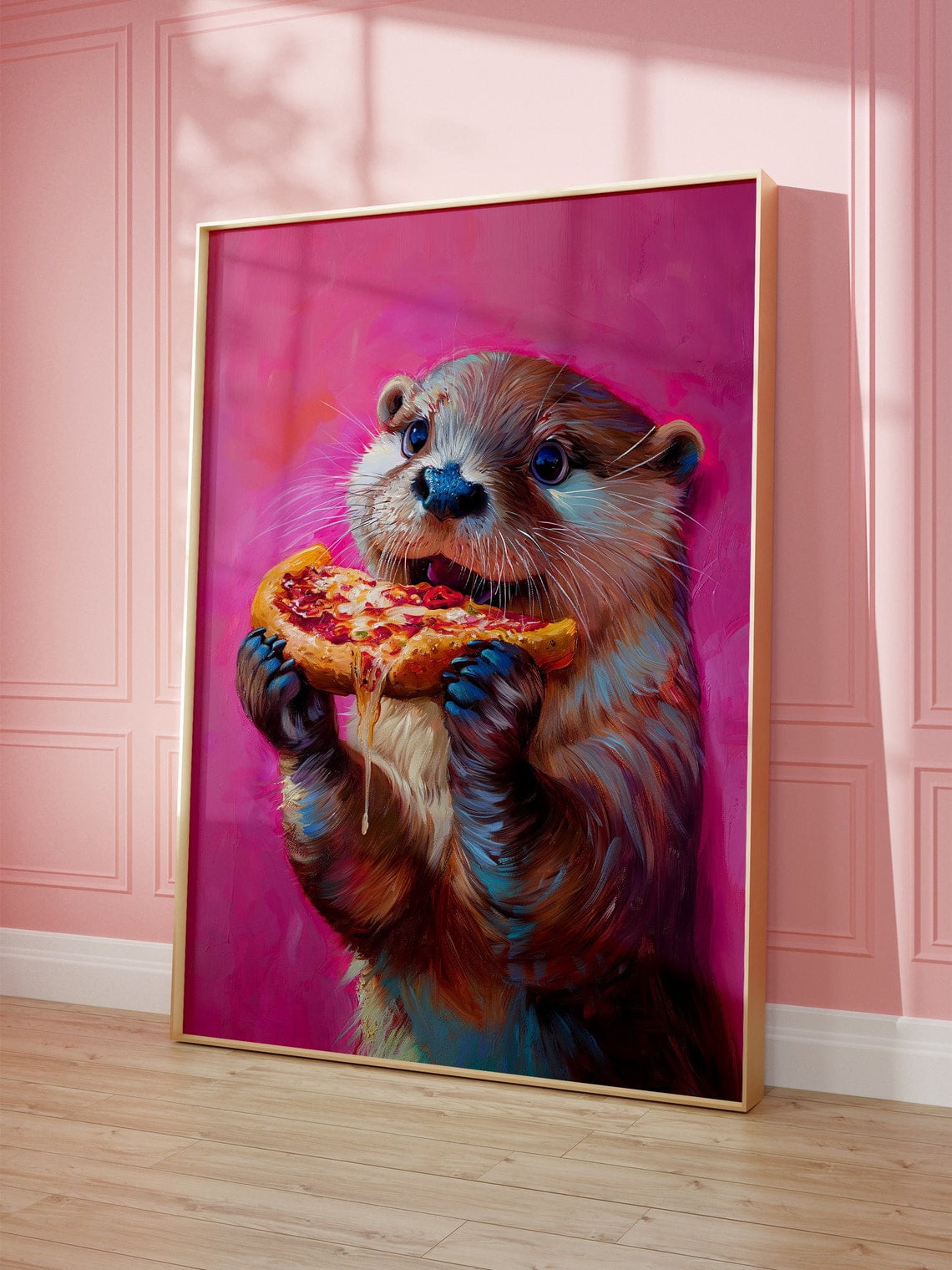 DOPAPRINT Wall Art, Cute Otter Eating Pizza Maximalist , Dopamine Dining Room, Colorful Trendy ...