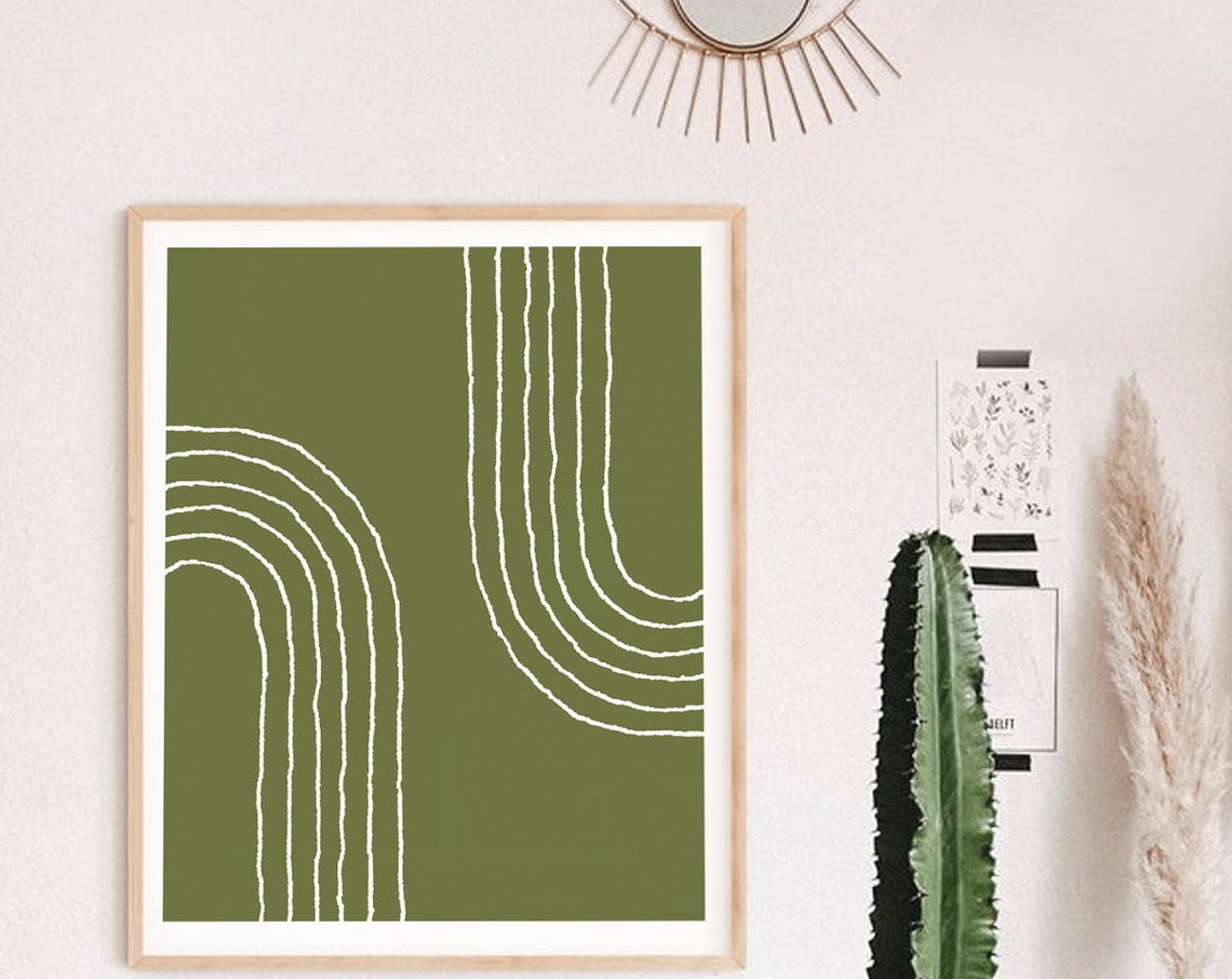 DOPAPRINT Wall Art, Green Bedroom Wall Art, Rainbow Wall Art, Abstract