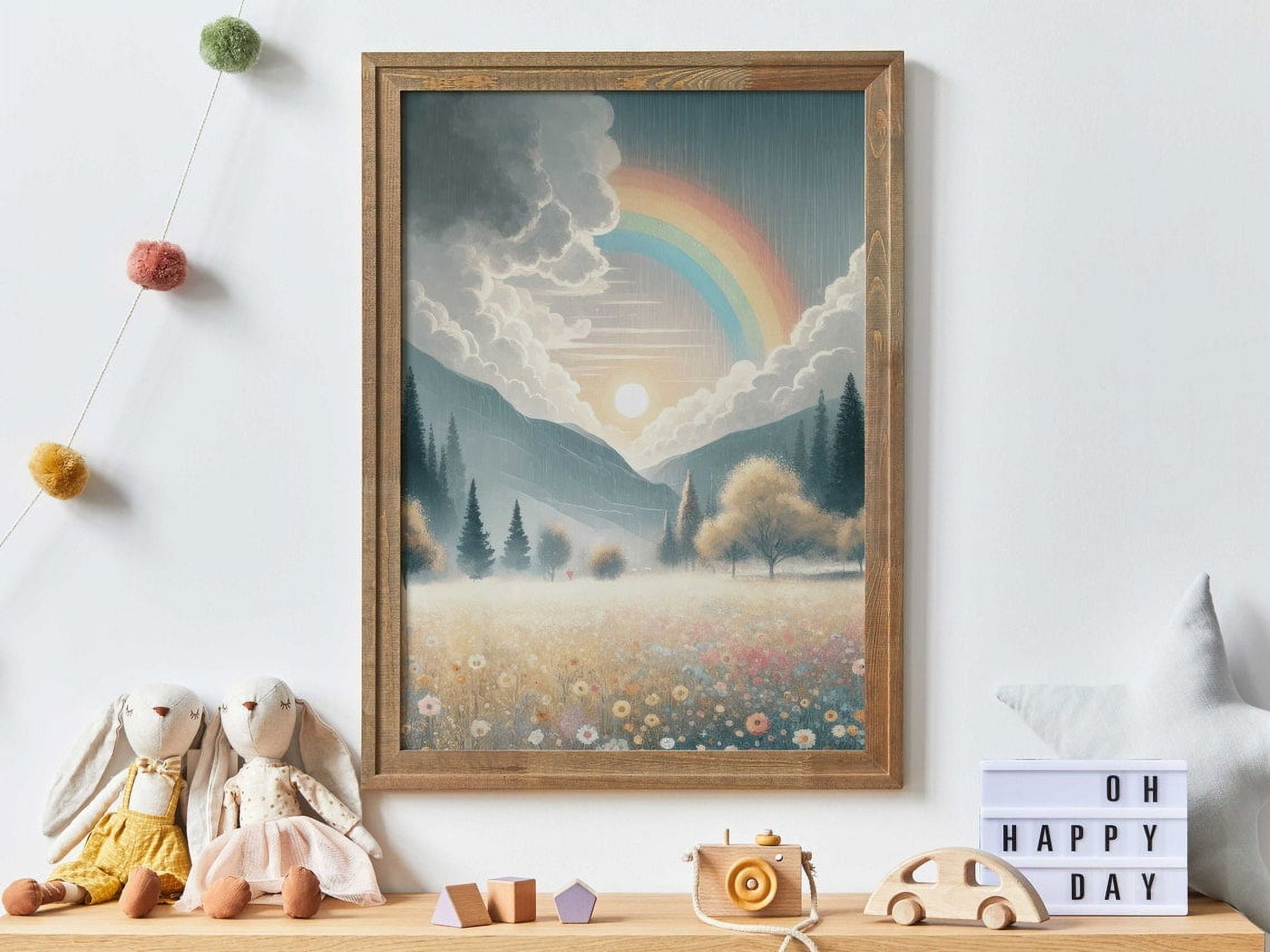DOPAPRINT Wildflower Field Art, Mountain Landscape, Rainbow Nursery ...