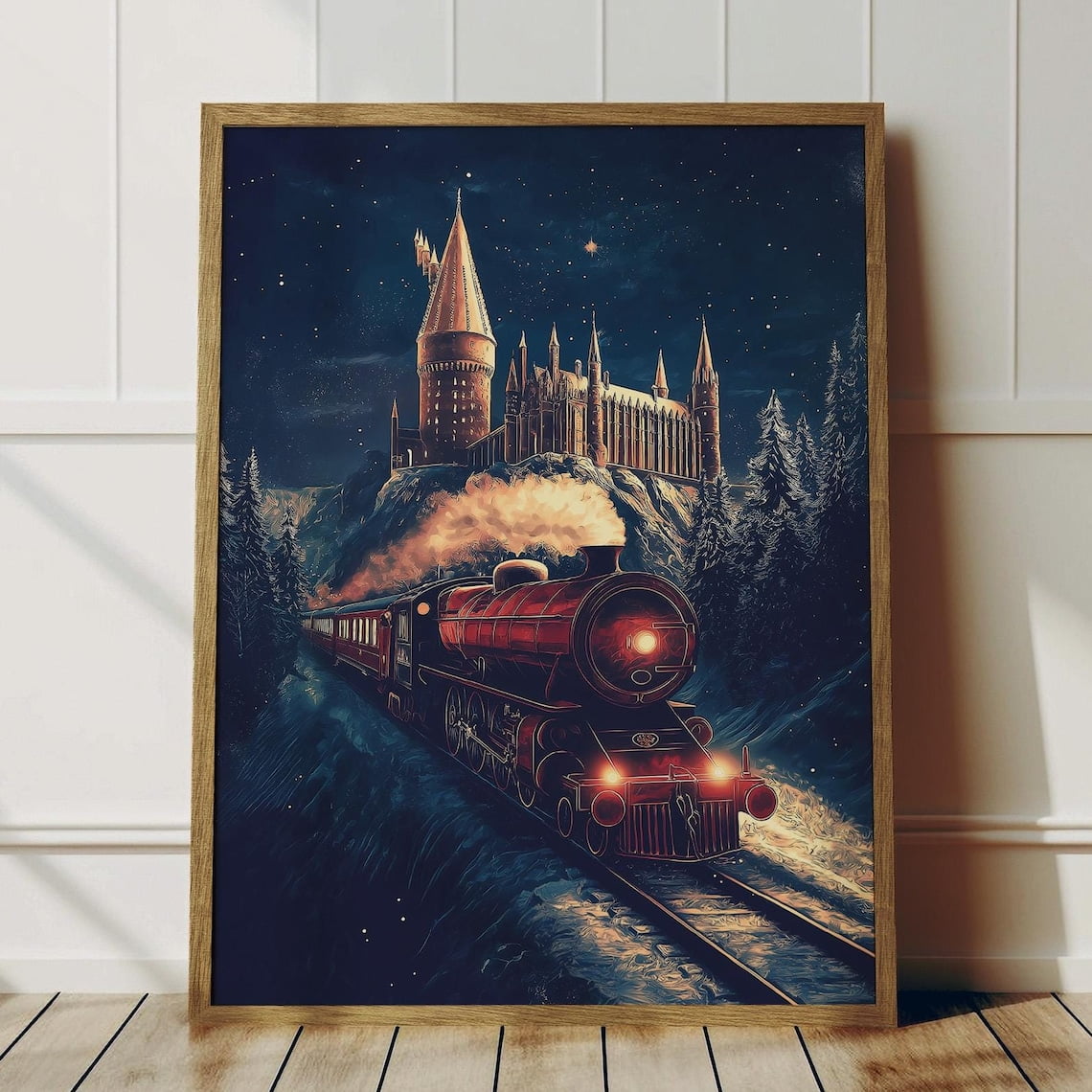 DOPAPRINT Winter Wizard Castle Print, Magic School Painting, Magical ...