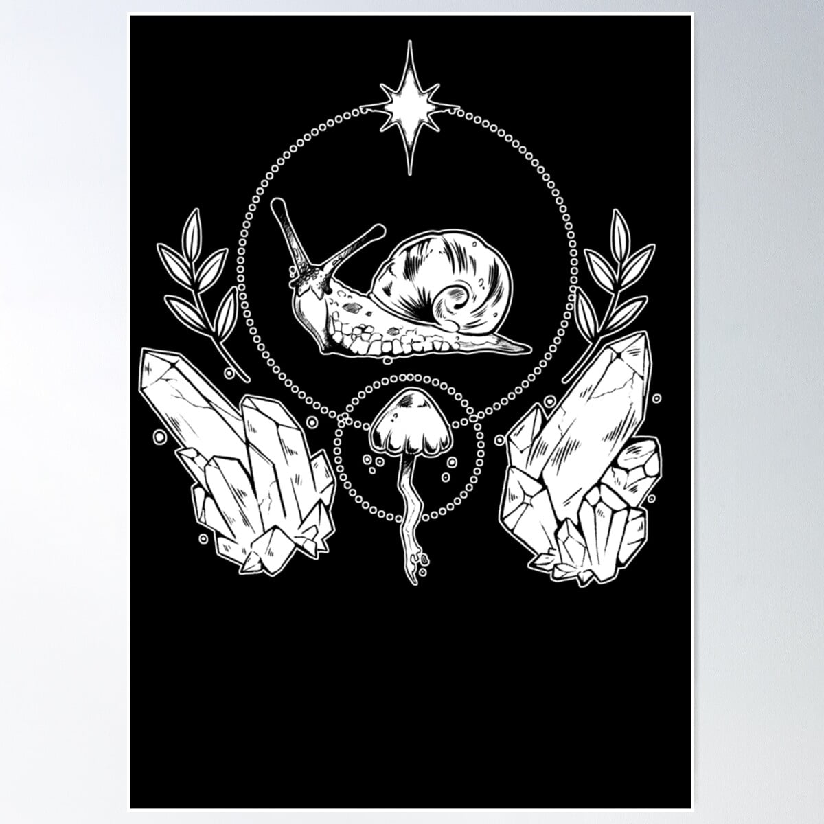 DOPAPRINT Woodland Wander Forest Snail, Crystal & Mushroom Design