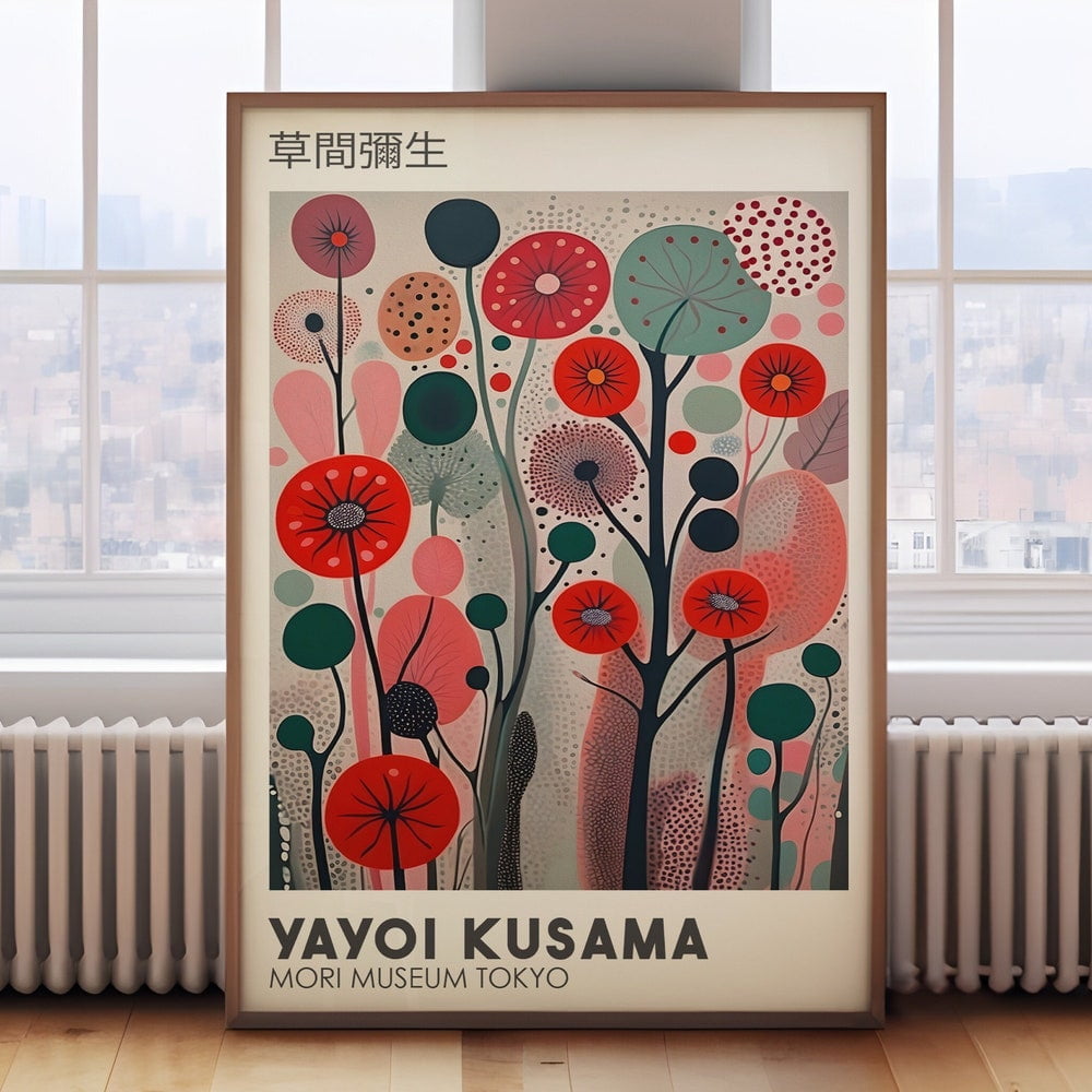 DOPAPRINT Yayoi Kusama poster, Japanese wall art, bright Japanese decor