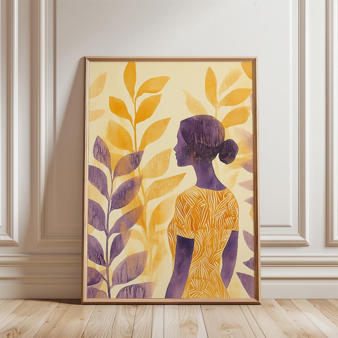 DOPAPRINT Yellow Abstract People, Large Wall Art, Floral Contemporary