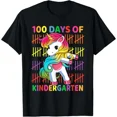 thumbnail image 1 of DOPASHIRT 100 Days Of Kindergarten School Unicorn Flossing Girls T-Shirt Unisex S-5XL Hot Trending Shirt, Vintage Birthday Gift, 1 of 3