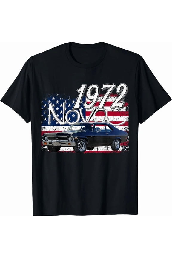 DOPASHIRT 1972 72 Nova 2 Ss Classic Car Old School Muscle Blue Car T-Shirt Unisex S-5XL Hot Trending Shirt, Vintage Birthday Gift
