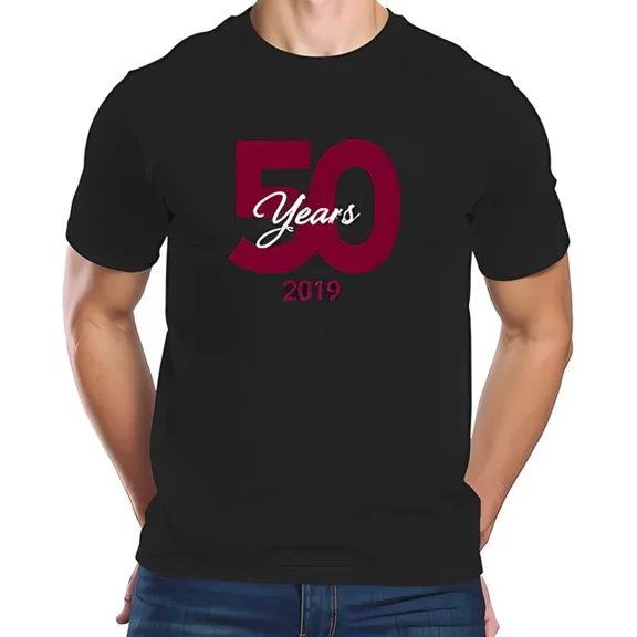 DOPASHIRT 50 Years Anniversary Cotton Short Sleeve T-Shirt With Bold Maroon Unisex S-5XL Hot Trending Shirt, Vintage Birthday Gift