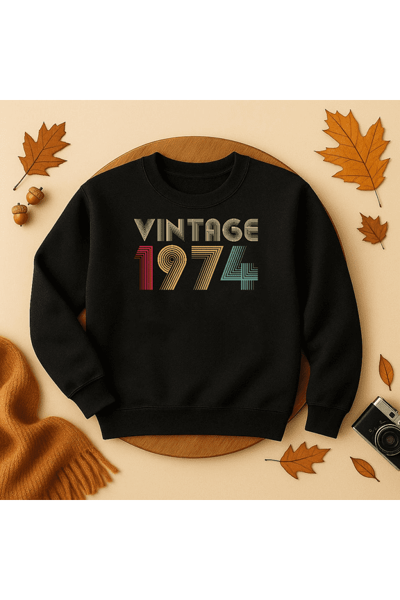 50Th Birthday Vintage 1974 Men Women 50 Years Old Retro Sweatshirt Birthday Gifts Trendy Sweatshirt, Birthday Gift