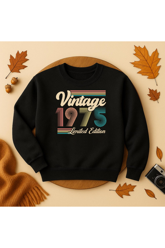 50Th Birthday Vintage Sweatshirt, Vintage 1975 Sweatshirt, 50Th Birthday Gift For Women Trendy Sweatshirt, Birthday Gift